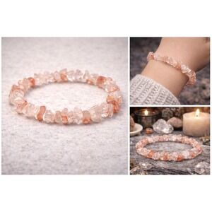 Fire Quartz Chip Bracelet Boho Witchy Apothecary Grounding‎ Crystal